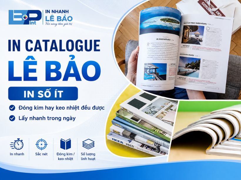 In catalogue Lê Bảo - in số ít, đóng kim hay keo nhiệt, lấy nhanh trong ngày tại TP.HCM