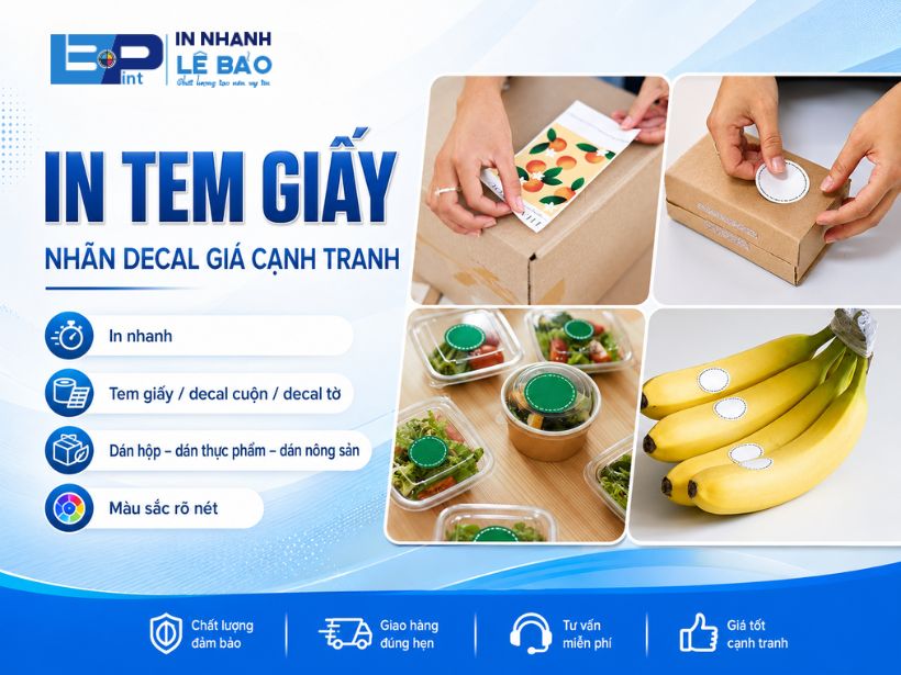 In tem giấy, nhãn decal dán hộp, thực phẩm, nông sản - decal cuộn và decal tờ màu sắc rõ nét tại TP.HCM